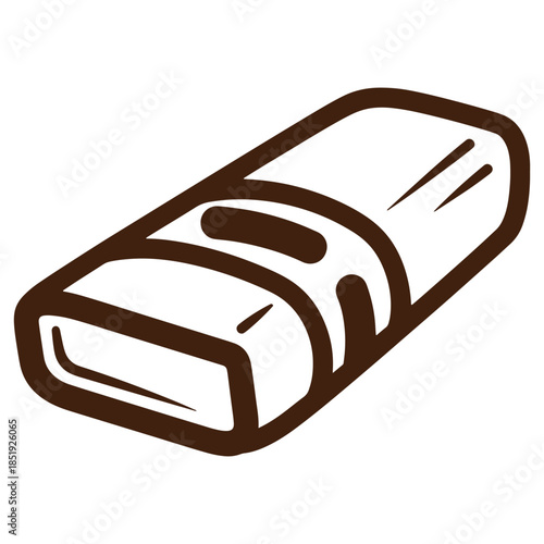 Brown outline of a USB flash drive isolated on a white background simple tech icon design