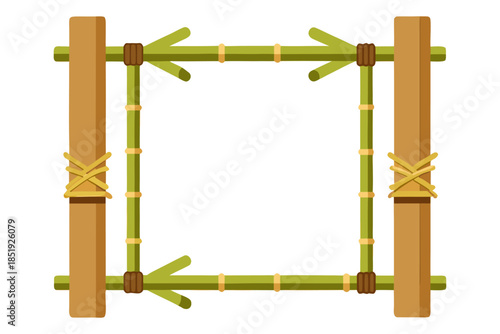 Bamboo frame set with rope bindings, minimal vector style
