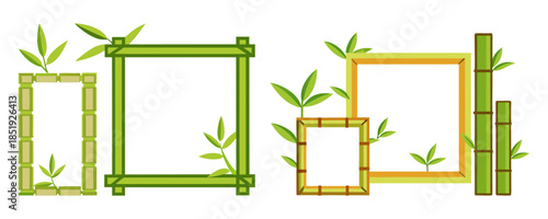 Eco-style bamboo frames, square and horizontal rectangles, flat design