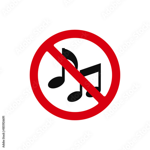 No music symbol template vector illustration, silent zone sign, audio off, icon mute alert graphic sound forbidden