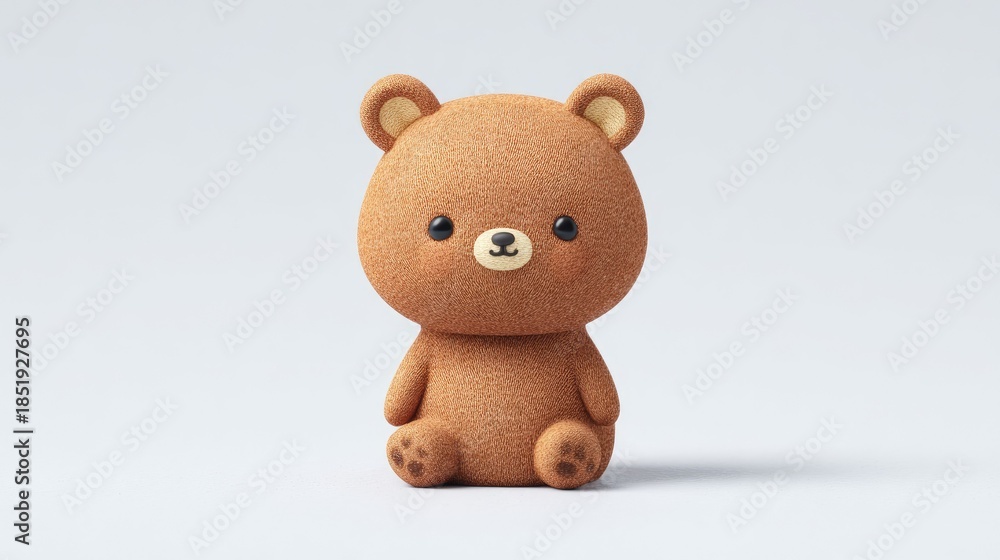 Obraz premium Adorable, fuzzy brown teddy figure sits against a soft, light background