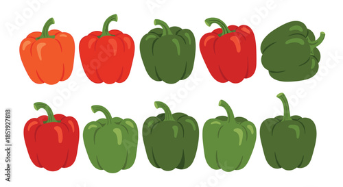 A vibrant collection of fresh bell peppers, showcasing a range of colors from orange to red and various shades of green, perfect for healthy cooking.