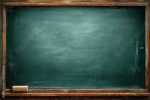 Blank chalkboard with wooden frame and eraser