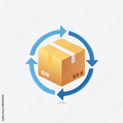 Cardboard Box with Arrows - Logistics and Delivery Concept.