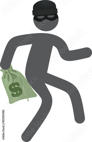 Thief in black icon. vector	
