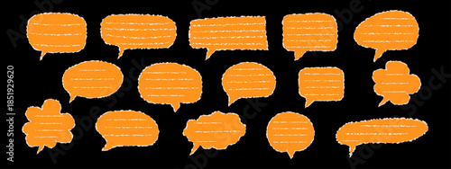 A speech bubble drawn with chalk on old paper with torn edges. Empty form for communication, talk and text. Paper cut chat dialog for collage. Notification form with halftone texture. Vector.
