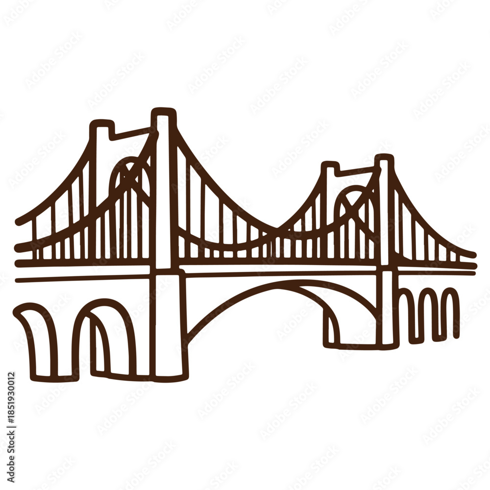 Obraz premium Illustrated suspension bridge icon design simple and elegant suitable for various applications
