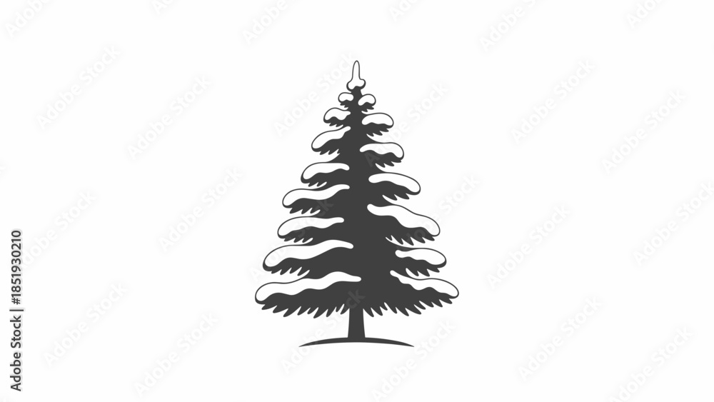 Obraz premium Black Silhouette of a Pine Tree.