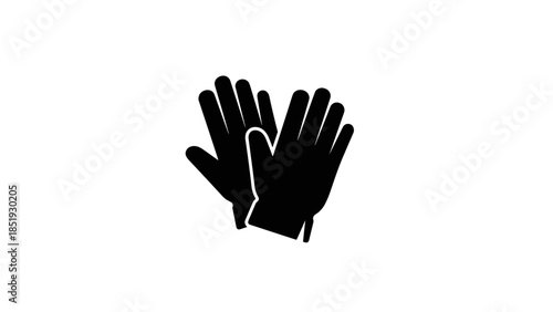 Black Silhouette of Protective Work Gloves.