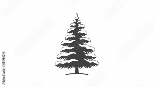 Black Silhouette of a Pine Tree.