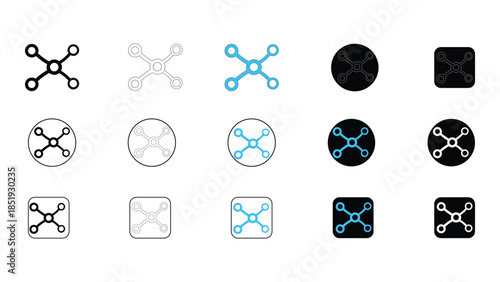 Collection of network node icons in various styles and formats