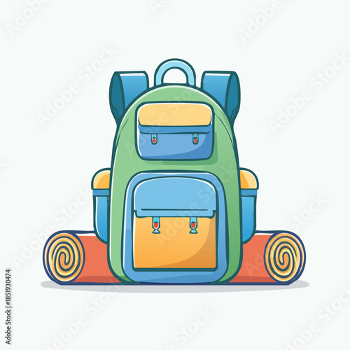 Cartoon Backpack Ready for Adventure and Travel.