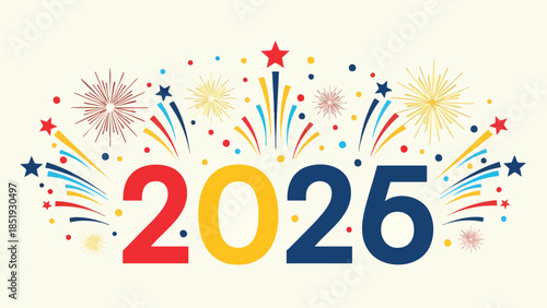 Exciting 2026 New Year celebration with an explosion of vibrant fireworks and colorful confetti, marking a festive new beginning filled with hope and bright prospects