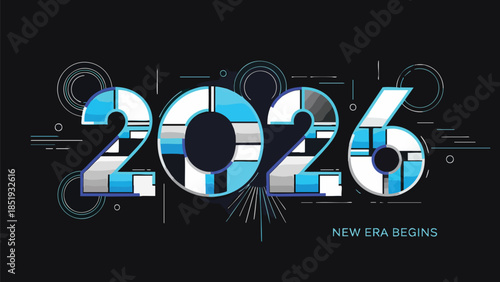 Embrace the future's innovative concept with a sleek digital 2026 design, symbolizing progress, new beginnings, and technological advancement in a modern, dynamic era, reflecting a forward-looking 