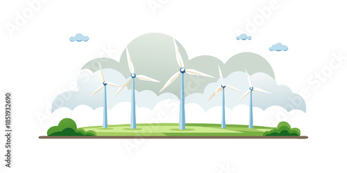 windkraftanlagen auf dem feld unter quellwolken.