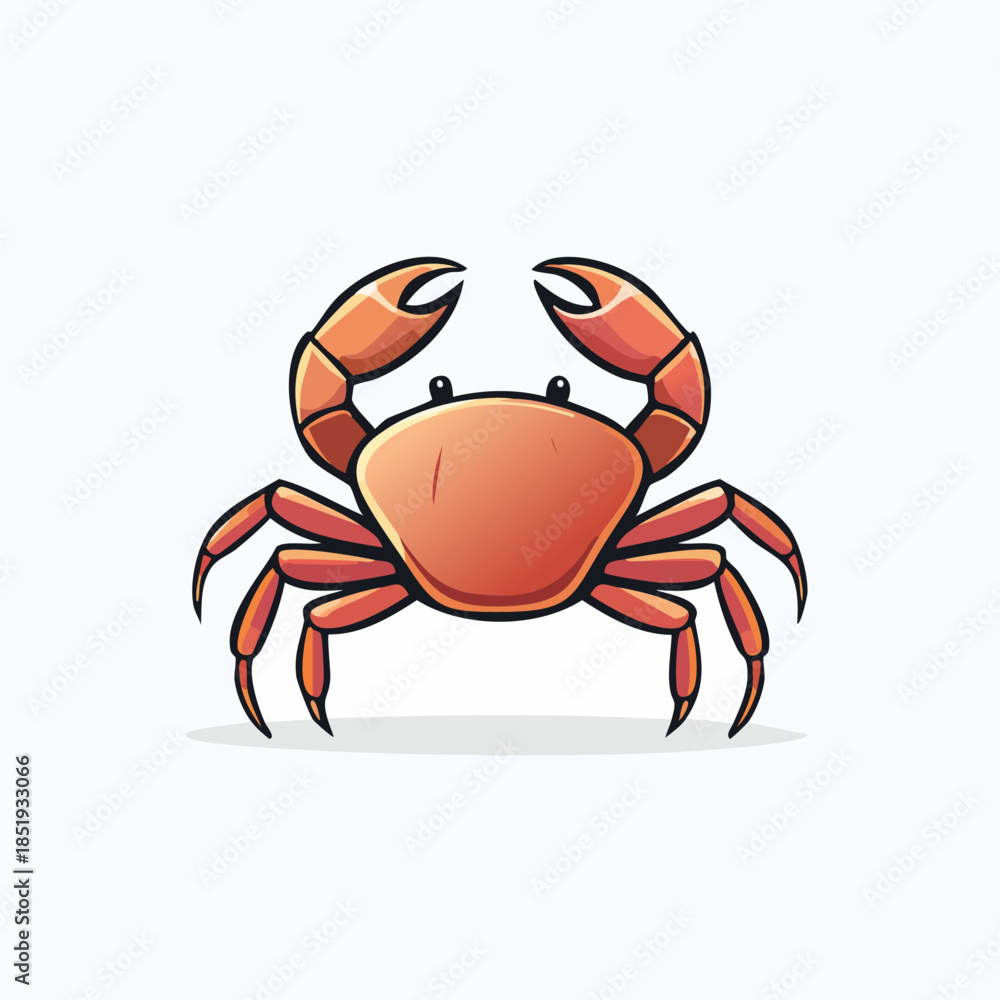 Fototapeta premium Cartoon Crab Illustration with Detailed Claw Design.