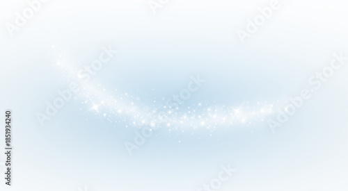 Fantasy glittering wave with Christmas particle effect and glowing decoration spark. Abstract star stardust shimmer shine in silver luxury festive design.