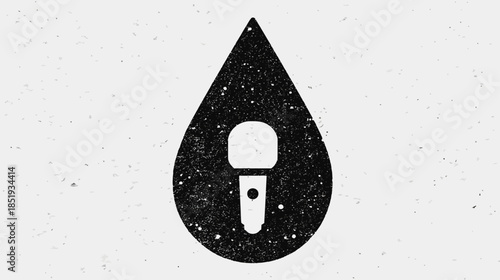 Abstract microphone inside a water drop icon. Concept for audio, music, podcasting, sound streaming, or clean voice recording.