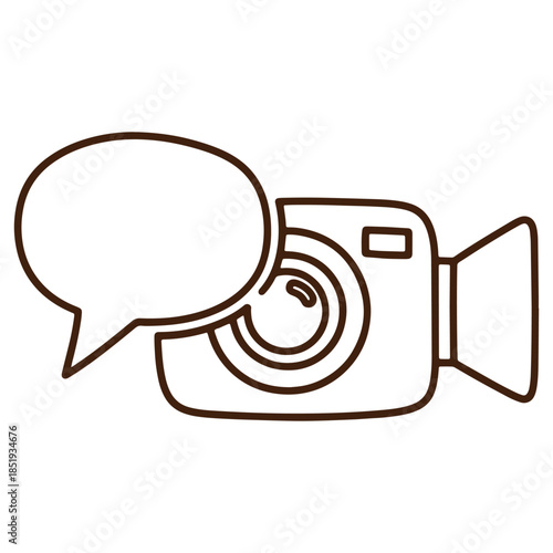 Video Camera Icon with Speech Bubble Illustration for Technology and Communication Concepts