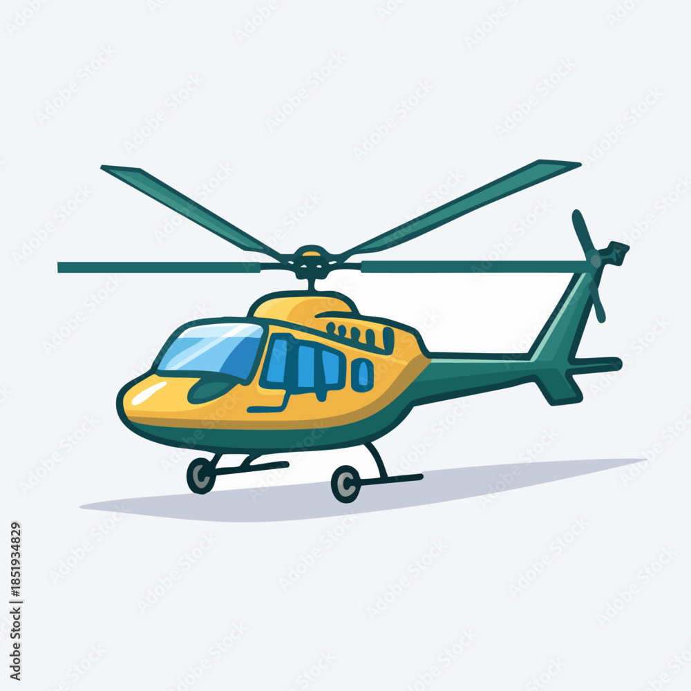 Fototapeta premium Cartoon Helicopter Illustration on White Background.
