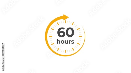 Clock 60 hours icon, isolated on transparent background with alpha channel Clock , timer time passage waiting time animation (4K) , 60 hours