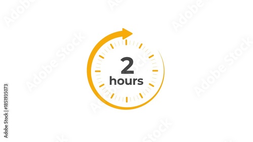 Clock 2 hours icon, isolated on transparent background with alpha channel Clock , timer time passage waiting time animation (4K) , 2 hours