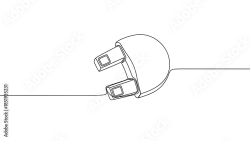 Electric plug on white background with connected wire  