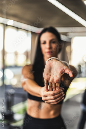 Strong Gym Woman Stretching