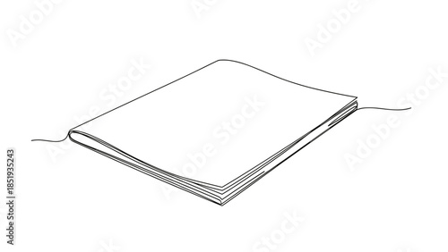 Blank sketchbook with open pages lying on a flat surface  