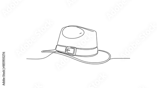 Outline of a classic fedora hat in minimalist style  