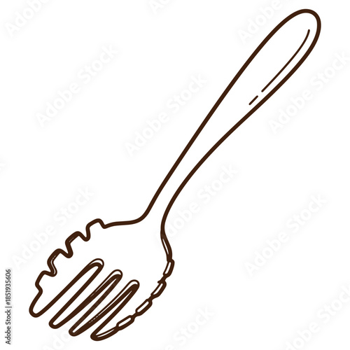 Whisk Kitchen Utensil Illustration Hand Drawn Brown Line Art Cooking Tool Whisking Mixing