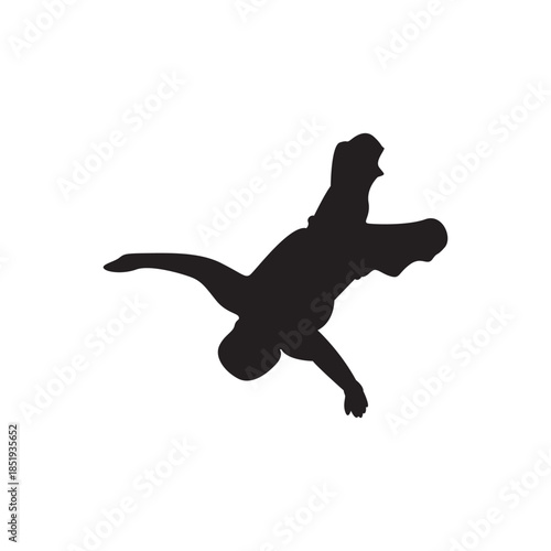Falling silhouette. Dynamic jumping or falling silhouette for action, sports, or stunt themed posters and branding.