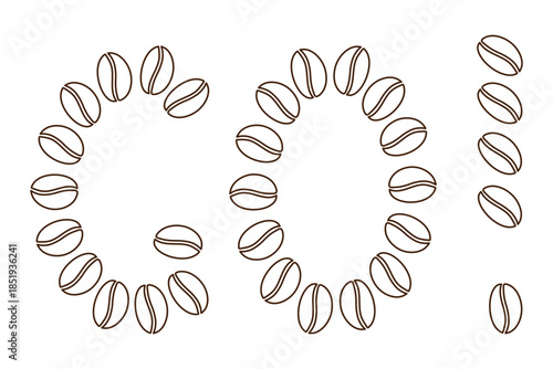 Outline Coffee Beans Made Word GO Minimalistic Flat Design Coffee Branding Icon design element idea. Isolated Vector illustration Motivation or Coffee Themed Cards Media Post Banner, leaflets, labels