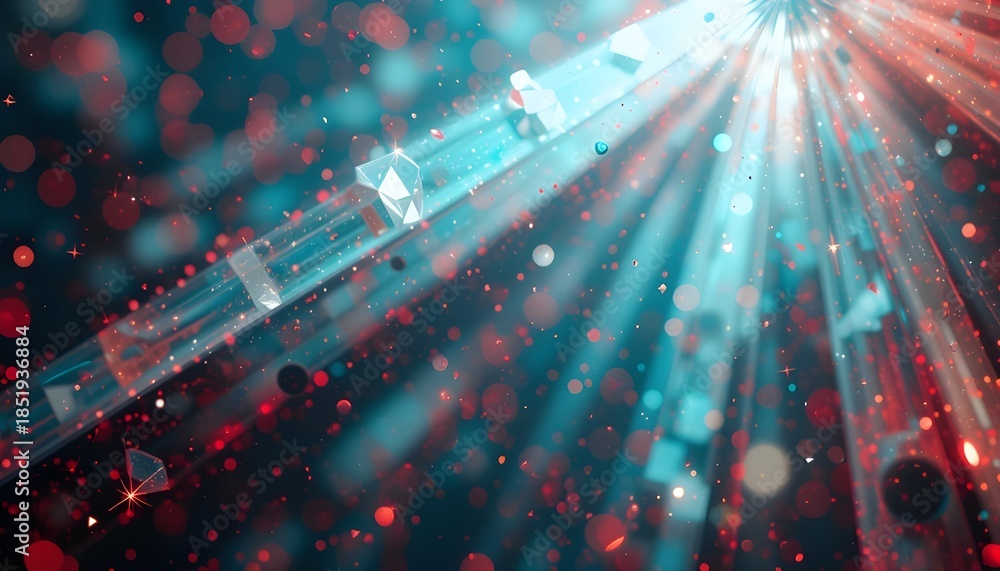 Fototapeta premium glittering red prism light background