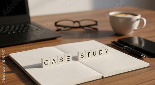 Wallpaper Mural Case study concept with laptop and coffee cup on desk Torontodigital.ca