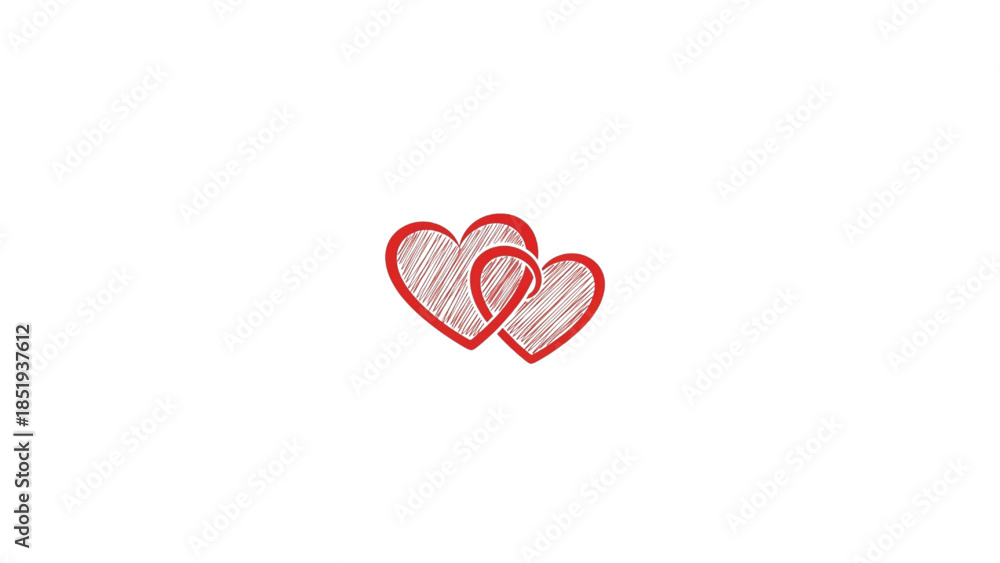 Obraz premium intertwined red hearts sketch illustration 