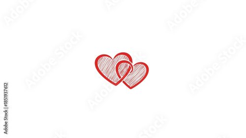 intertwined red hearts sketch illustration 