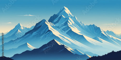 Professional vector mountain scenery suitable for wallpapers and graphic design projects