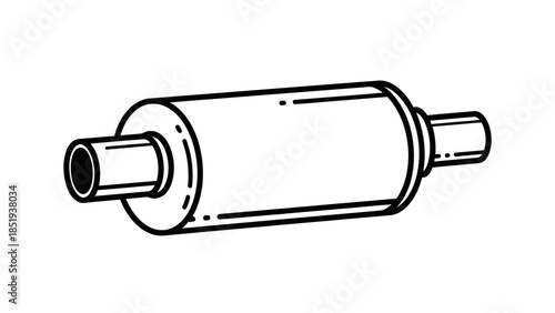 Black and white line drawing of an automotive muffler or silencer component