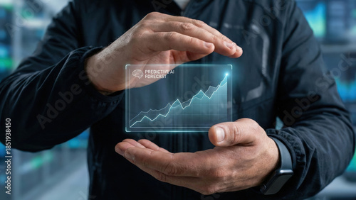 Predictive ai forecast data analytics business growth graph glowing futuristic predictive ai forecast data analytics business growth graph held