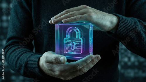 Cyber security data protection digital lock encryption technology network firewall privacy hacker safety cyber security data protection digital