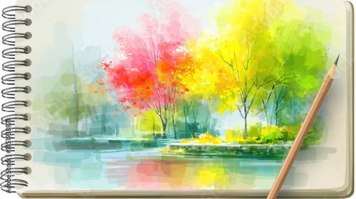 Exploring Creativity Through Watercolor Paintings and Sketching in a Small Notebook with Pencils