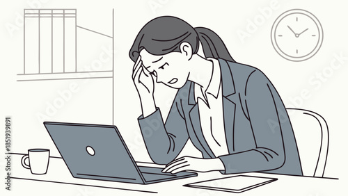 Businesswoman Overwhelmed at Work - Conceptual Illustration.