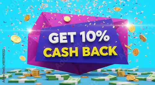 Wallpaper Mural Get 10% Cash Back banner with falling confetti and money Torontodigital.ca