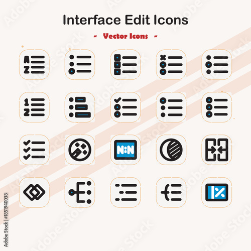 Interface Edit Icons Collection of Menu List and UI Elements