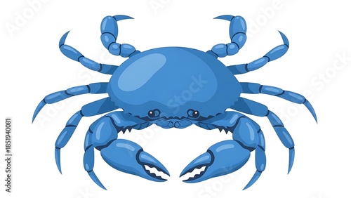 Vibrant blue crab illustration with sharp claws and legs