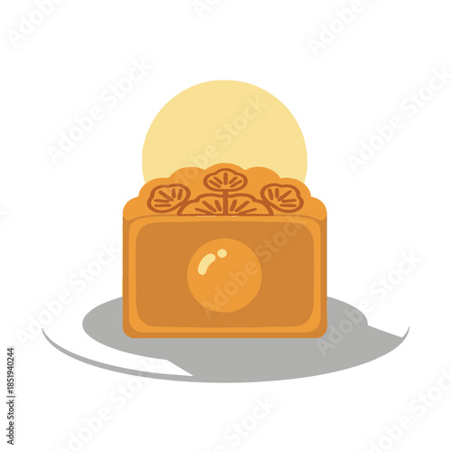 Traditional Mooncake with Orange Slices
