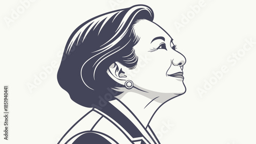 Elegant Portrait Illustration of a Woman in Profile Artwork for Design.