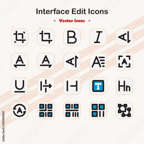 Set of Interface Edit Icons for UI Design