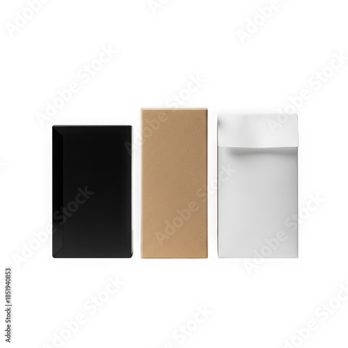 Three rectangular objects isolated on transparent background